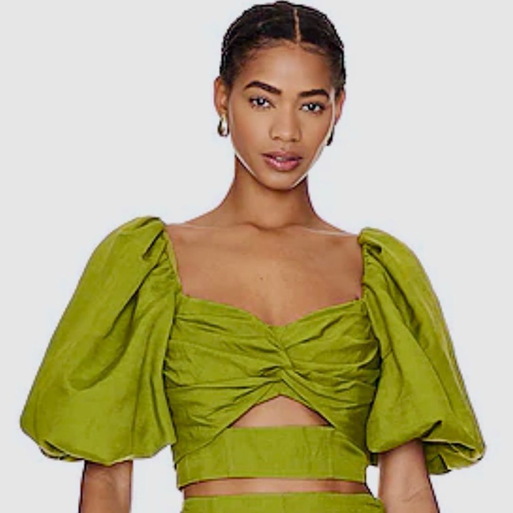 Aureta Harmonies in Apple Green Puff Sleeve Top by Revolve
